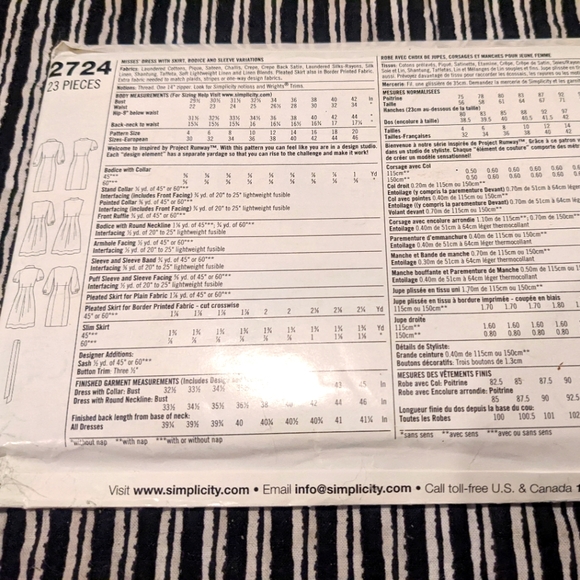 Simplicity 2724 Project Runway inspired size P5 12,14,16,18,20 - Picture 2 of 3